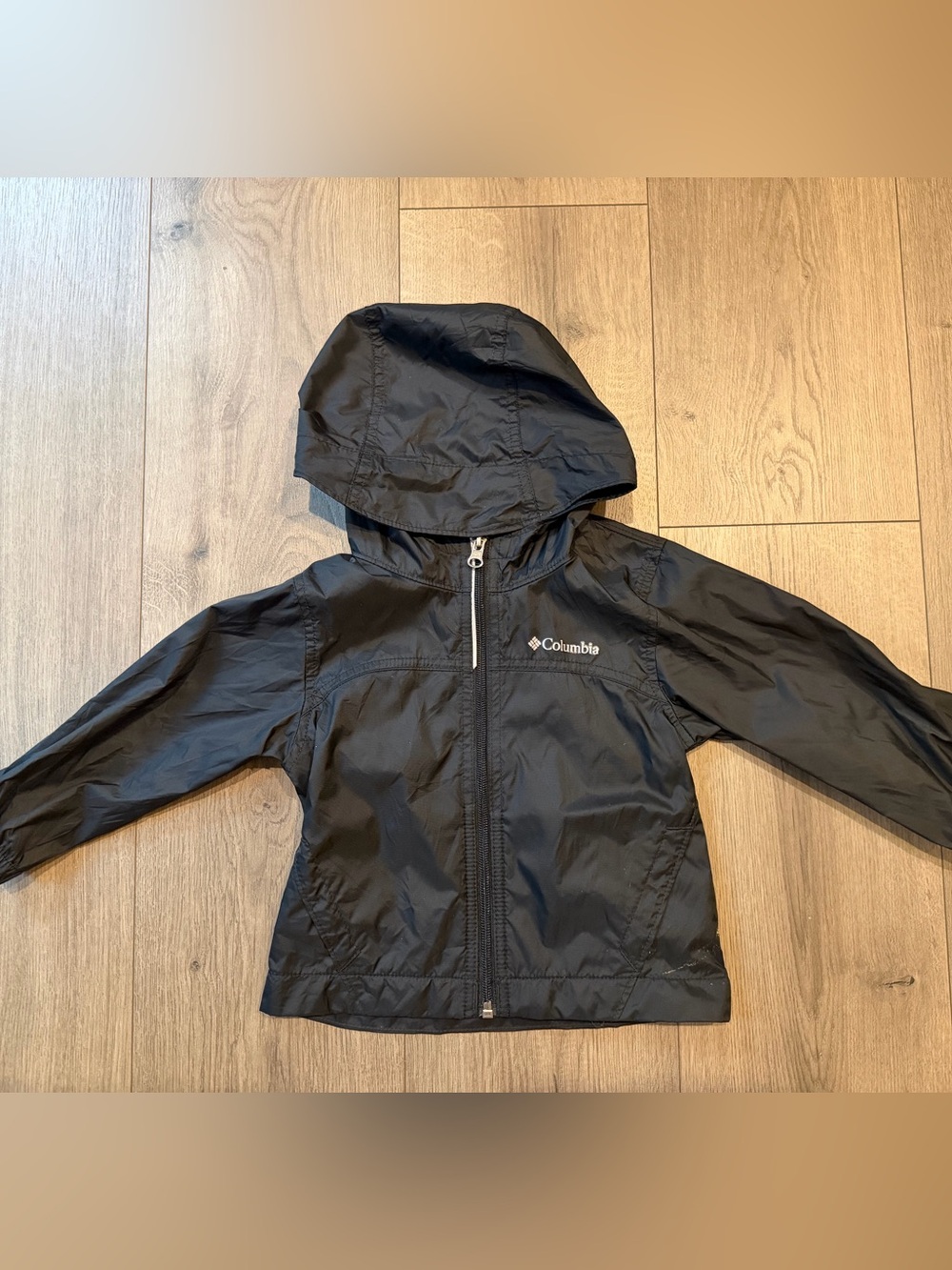 Columbia Kids Black Hooded Rain Jacket 2T